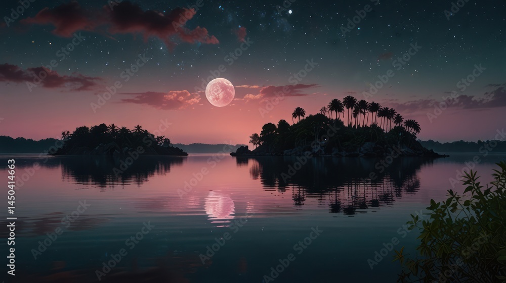 Naklejka premium Tropical Moonrise