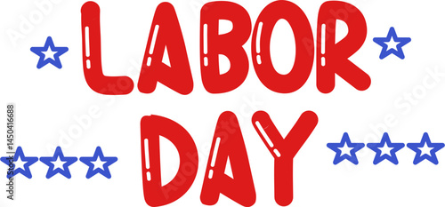 Festive Labor Day Design: Red and Blue Stars with Bold Typography