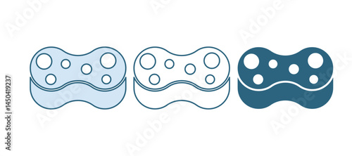 Blue Sponge icon isolated on white background. Wisp of bast for washing dishes. Cleaning service logo. Vector