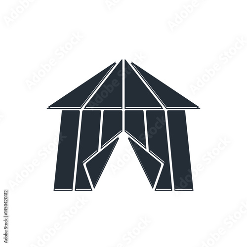 Black Circus tent icon isolated on white background. Carnival camping tent. Amusement park. Vector