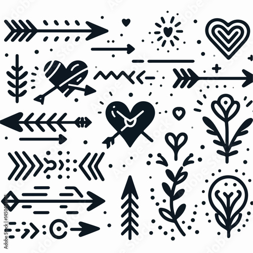 Vector illustration of a heart with an arrow