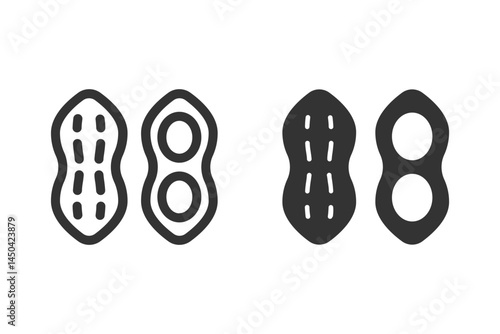 Peanut icon set. Outline and glyph of peanuts vector icons for web design. color editable