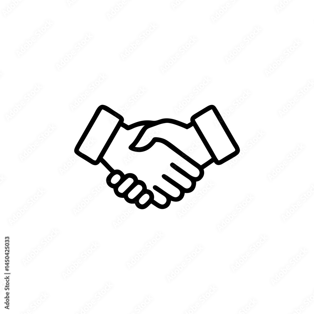Vector handshake icon representing partnership or agreement, black silhouette on transparent background
Vector handshake icon representing partnership or agreement, black silhouette on transparent background