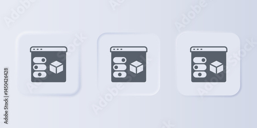 Grey 3D printer icon isolated on grey background. 3d printing. Set icons in square buttons. Vector