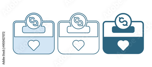 Blue Donation and charity icon isolated on white background. Donate money and charity concept. Vector