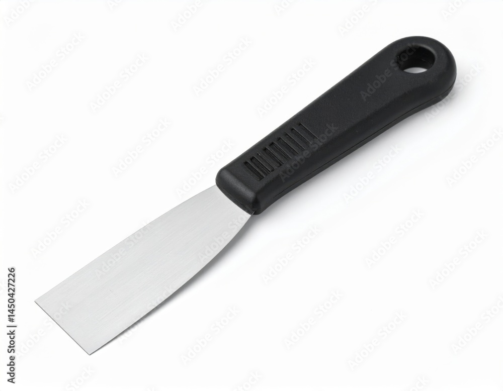 Small Rectangular Metal Spatula With Black Plastic Handle Small Rectangular Metal Spatula With Black Plastic Handle