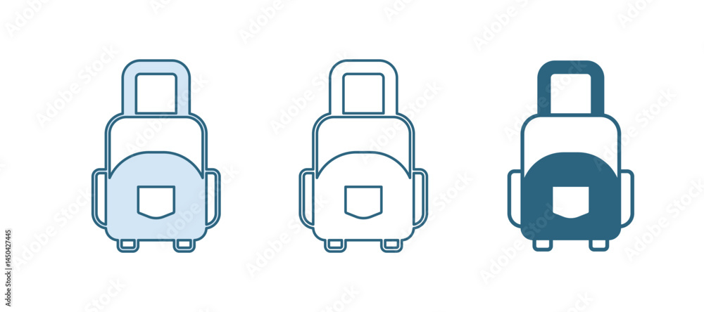 Blue Suitcase for travel icon isolated on white background. Traveling baggage sign. Travel luggage icon. Vector Blue Suitcase for travel icon isolated on white background. Traveling baggage sign. Travel luggage icon. Vector