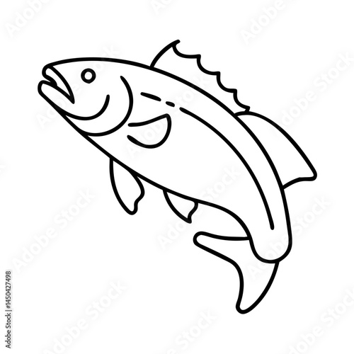 bass fish icon, bass fish line art - simple line art of bass fish, perfect for bass fish logos and icons