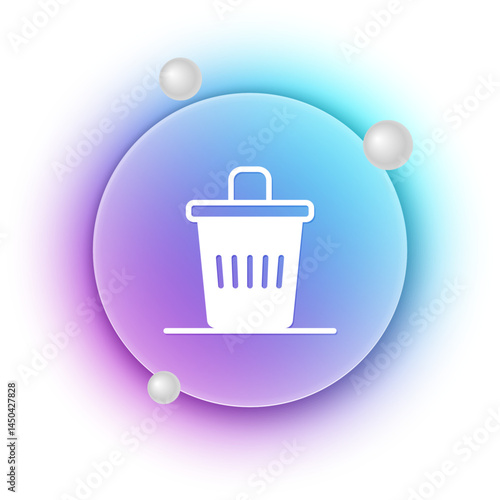 White Trash can icon isolated on white background. Garbage bin sign. Recycle basket icon. Office trash icon. Blue and purple gradient circle background. Vector