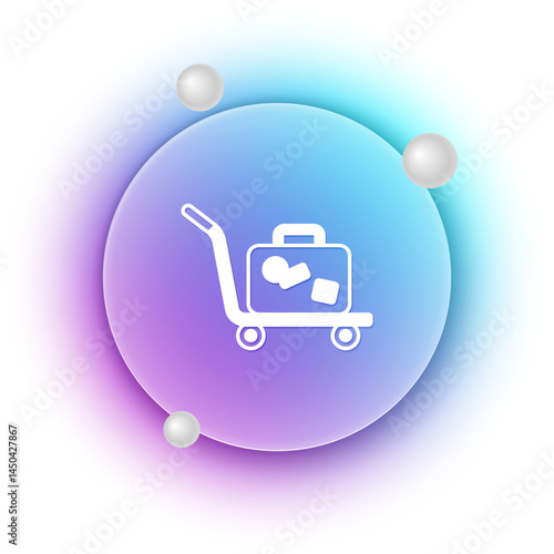 White Trolley suitcase icon isolated on white background. Traveling baggage sign. Travel luggage icon. Blue and purple gradient circle background. Vector