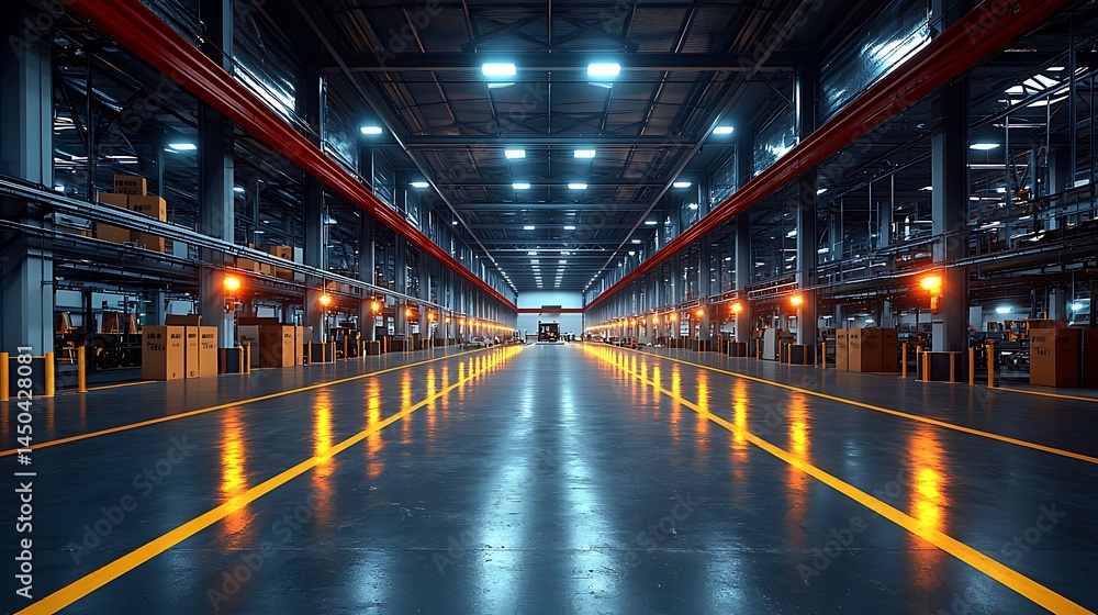 Vast industrial warehouse interior Vast industrial warehouse interior