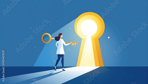 Woman Holding Key To Opportunity