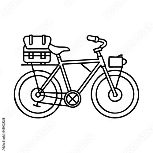 bikepacking with luggage icon, bikepacking with luggage line art - simple line art of bikepacking with luggage, perfect for bikepacking with luggage logos and icons