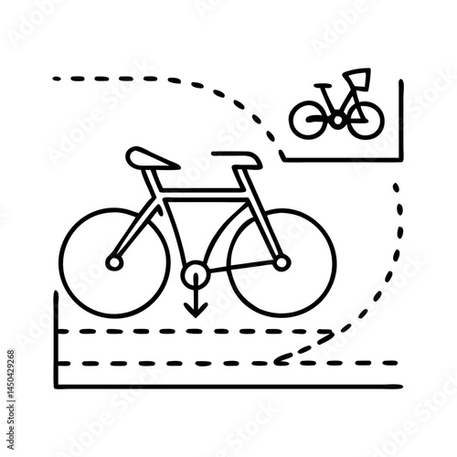 bike path icon, bike path line art - simple line art of bike path, perfect for bike path logos and icons