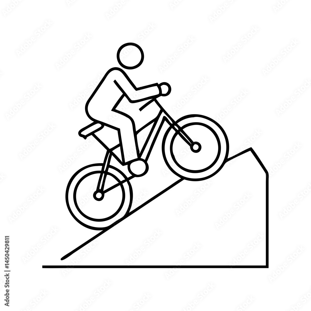 Fototapeta premium biking uphill icon, biking uphill line art - simple line art of biking uphill, perfect for biking uphill logos and icons
