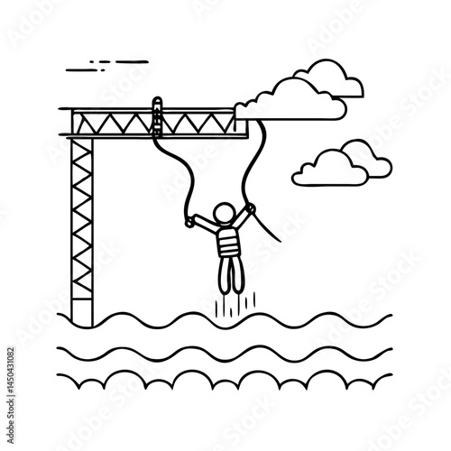 bungee jumping icon, bungee jumping line art - simple line art of bungee jumping, perfect for bungee jumping logos and icons