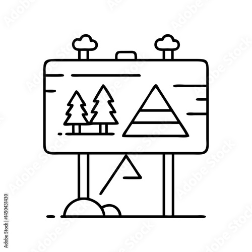 campground sign icon, campground sign line art - simple line art of campground sign, perfect for campground sign logos and icons
