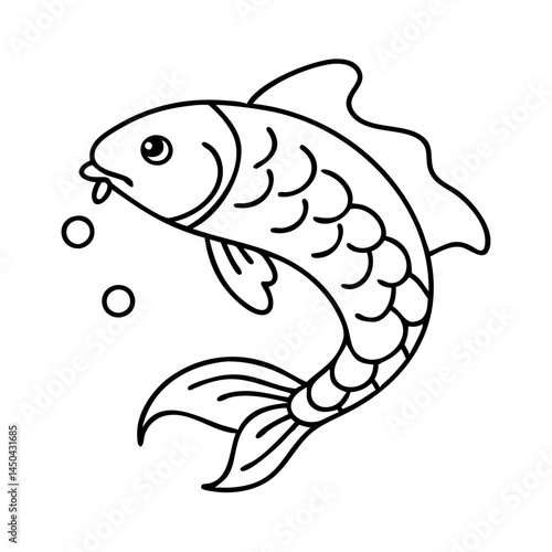 carp fish icon, carp fish line art - simple line art of carp fish, perfect for carp fish logos and icons