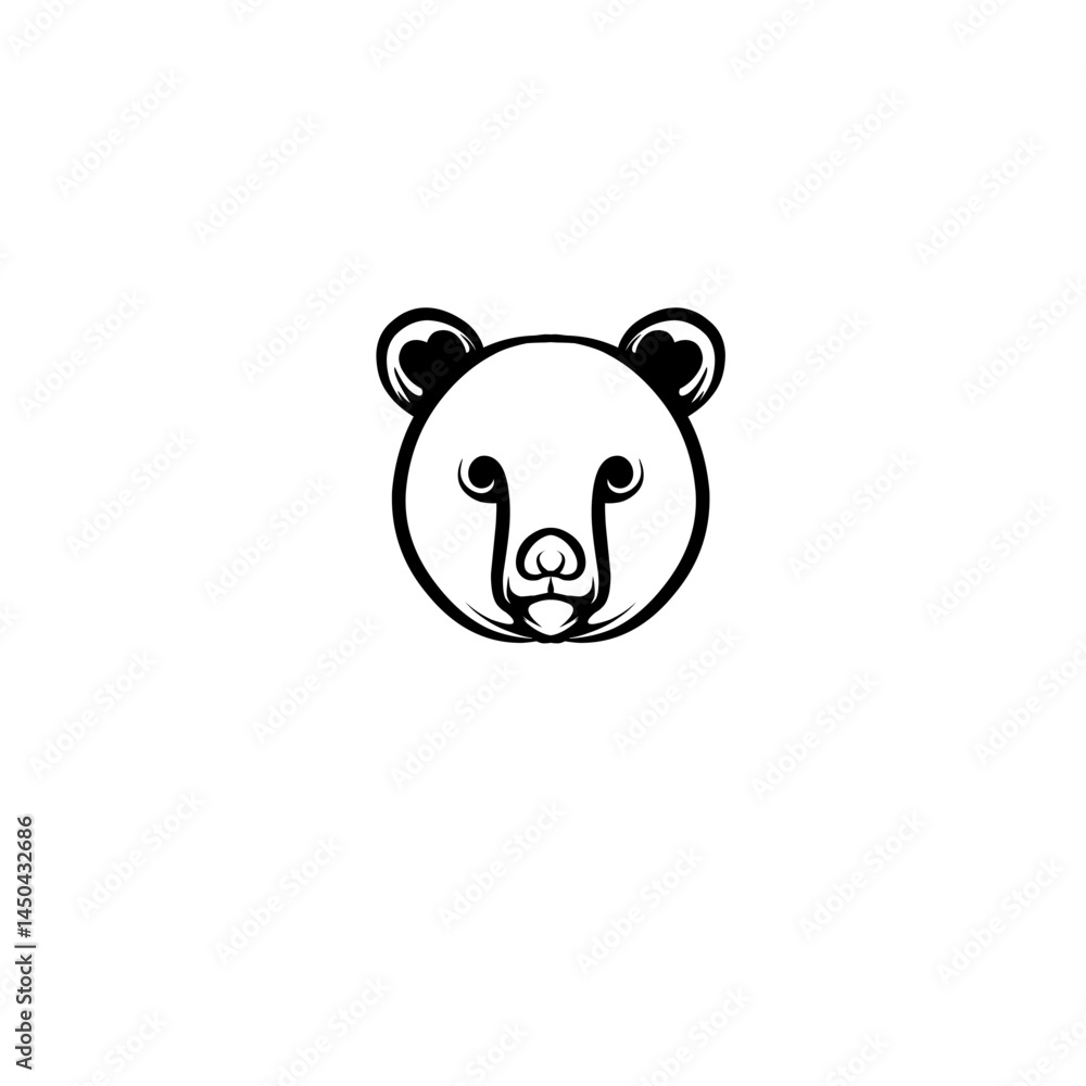 Cartoon bear head illustration with simple lines and features, suitable for children's book designs Cartoon bear head illustration with simple lines and features, suitable for children's book designs