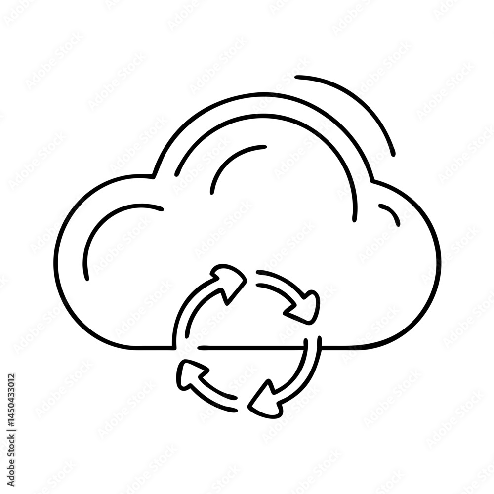cloud sync icon, cloud sync line art - simple line art of cloud sync, perfect for cloud sync logos and icons cloud sync icon, cloud sync line art - simple line art of cloud sync, perfect for cloud sync logos and icons