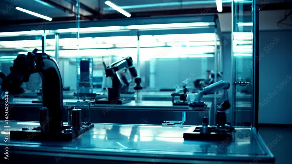 Advanced robotic arms operating in a high-tech, automated manufacturing ...