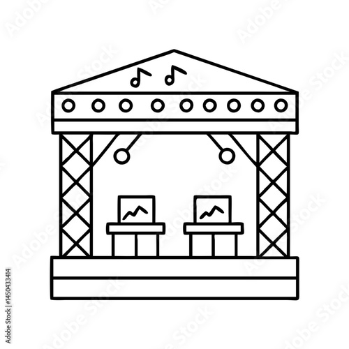concert venue icon, concert venue line art - simple line art of concert venue, perfect for concert venue logos and icons