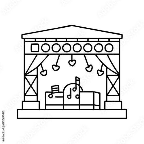 concert venue icon, concert venue line art - simple line art of concert venue, perfect for concert venue logos and icons