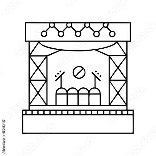 concert venue icon, concert venue line art - simple line art of concert venue, perfect for concert venue logos and icons