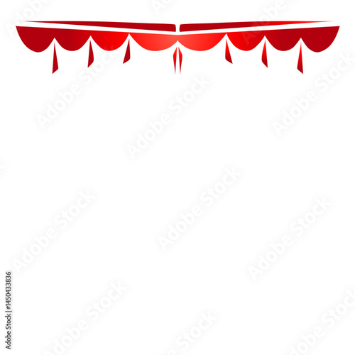 Vibrant red decorative banner with elegant curves and drops, ideal for festive events and celebrations