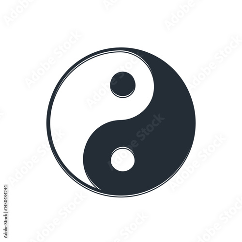 Black Yin Yang symbol of harmony and balance icon isolated on white background. Vector