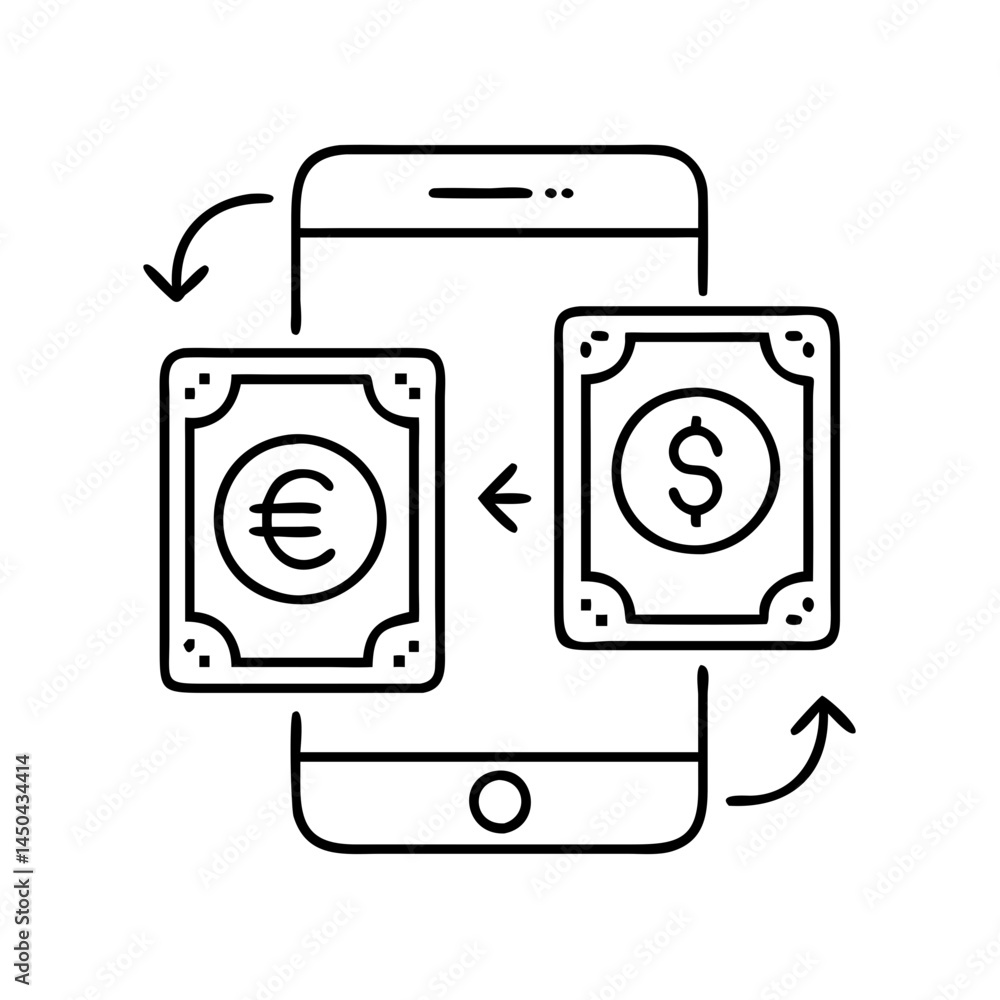 currency converter app icon, currency converter app line art - simple line art of currency converter app, perfect for currency converter app logos and icons currency converter app icon, currency converter app line art - simple line art of currency converter app, perfect for currency converter app logos and icons