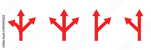 Arrow road signs icon. Road sign right turn icon collection. Right turn symbol sign. Traffic signs icon. Turn right and don't turn right isolated on white background.