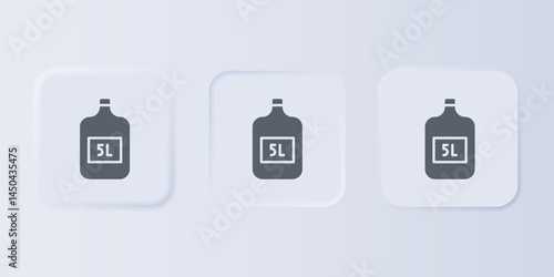 Grey Big bottle with clean water icon isolated on grey background. Plastic container for the cooler. Set icons in square buttons. Vector