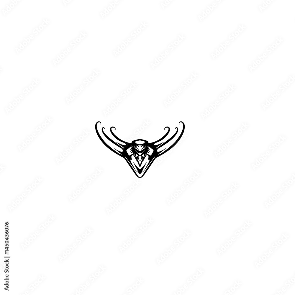 Obraz premium Abstract black and white illustration of a stylized animal face with intricate patterns and curves