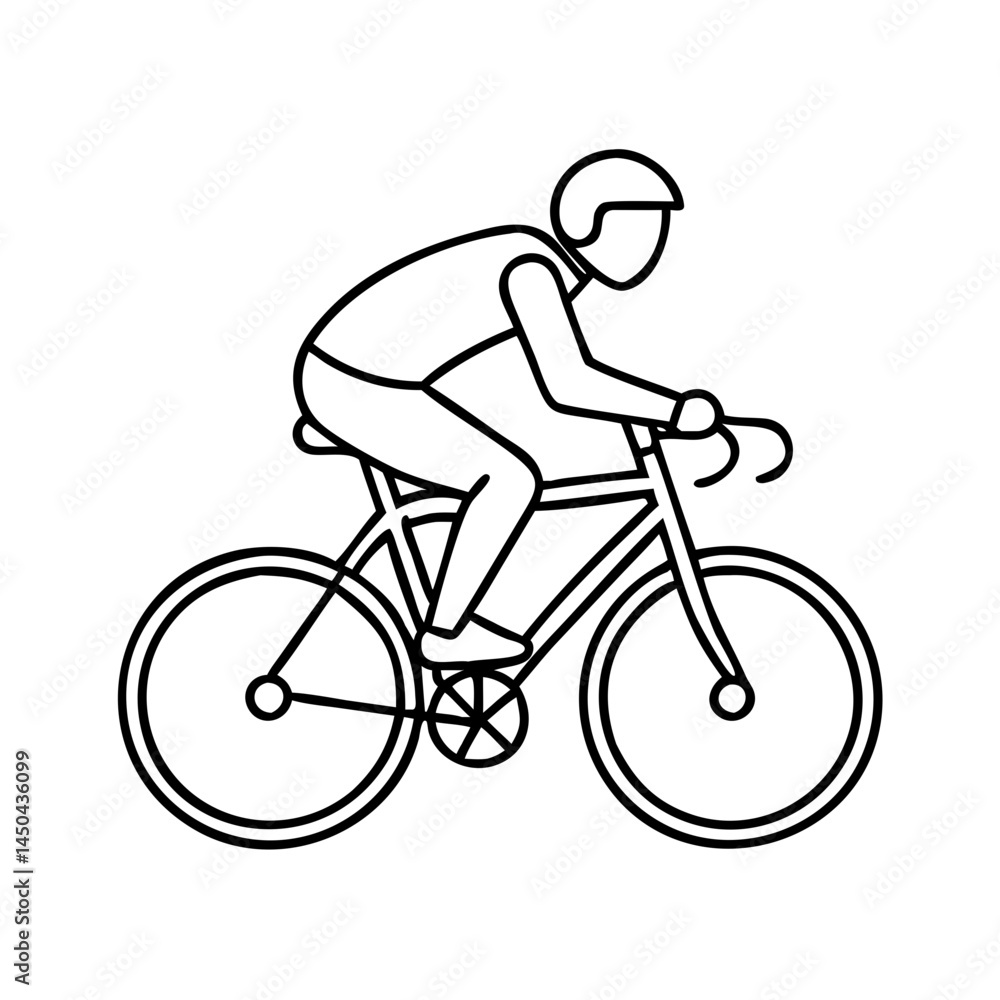 Obraz premium cyclist silhouette icon, cyclist silhouette line art - simple line art of cyclist silhouette, perfect for cyclist silhouette logos and icons