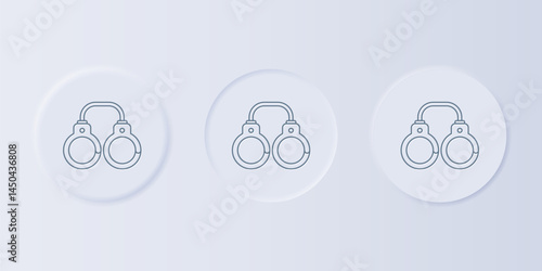 Grey Sexy fluffy handcuffs icon isolated on grey background. Fetish accessory. Sex shop stuff for sadist and masochist. Set icons in square buttons. Vector