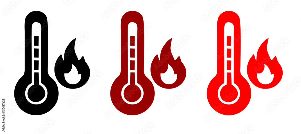 Fototapeta premium Weather Sign. Temperature icon set. Temperature Scale Symbol. Warm cold Symbol