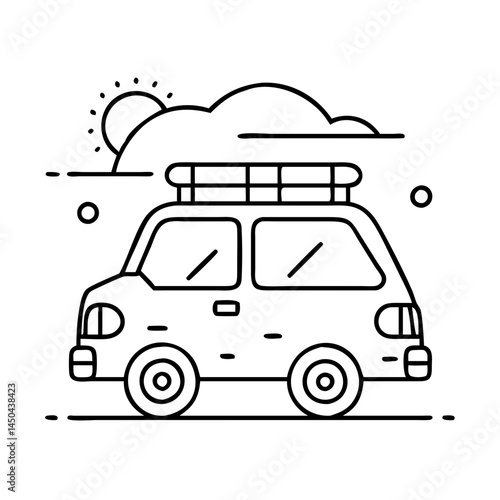 Wallpaper Mural road trip car icon, road trip car line art - simple line art of road trip car, perfect for road trip car logos and icons Torontodigital.ca