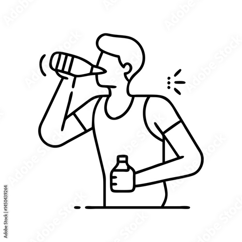 runner s hydration break icon, runner s hydration break line art - simple line art of runner s hydration break, perfect for runner s hydration break logos and icons