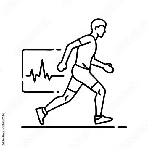 running gait analysis icon, running gait analysis line art - simple line art of running gait analysis, perfect for running gait analysis logos and icons