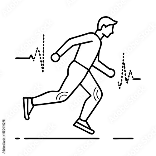running gait analysis icon, running gait analysis line art - simple line art of running gait analysis, perfect for running gait analysis logos and icons