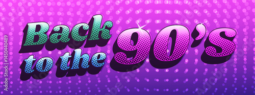 Poster Back to the 90s. Retro illustration on a pink background