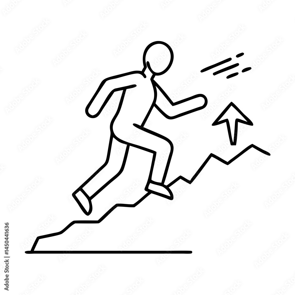 Fototapeta premium running uphill icon, running uphill line art - simple line art of running uphill, perfect for running uphill logos and icons