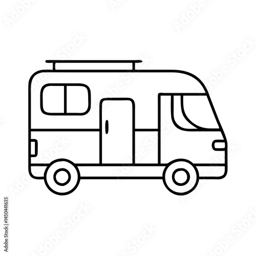 rv camper icon, rv camper line art - simple line art of rv camper, perfect for rv camper logos and icons