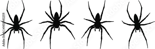 Spider Silhouette Collection: Four Creepy Crawly Vector Illustrations for Halloween