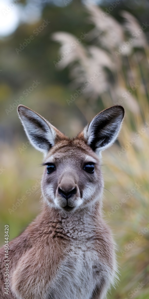 Obraz premium A close-up shot of a kangaroo looking directly at the camera with a focused expression