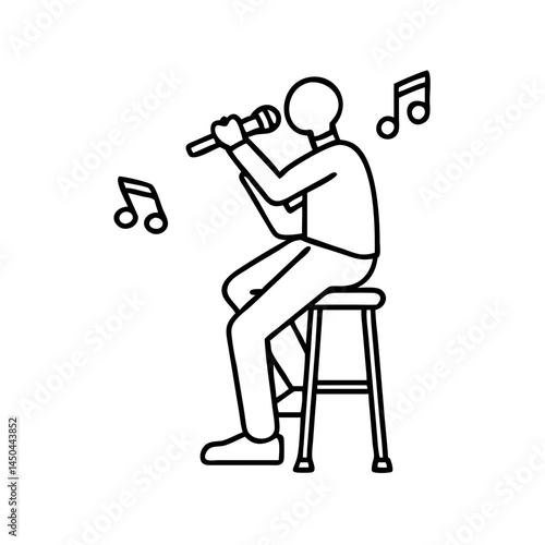 singer on a stool icon, singer on a stool line art - simple line art of singer on a stool, perfect for singer on a stool logos and icons