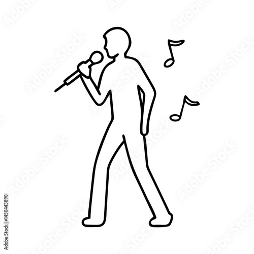 singer silhouette icon, singer silhouette line art - simple line art of singer silhouette, perfect for singer silhouette logos and icons