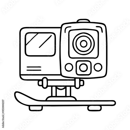skateboarder s gopro camera icon, skateboarder s gopro camera line art - simple line art of skateboarder s gopro camera, perfect for skateboarder s gopro camera logos and icons