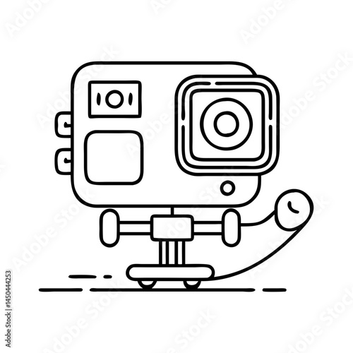 skateboarder s gopro camera icon, skateboarder s gopro camera line art - simple line art of skateboarder s gopro camera, perfect for skateboarder s gopro camera logos and icons